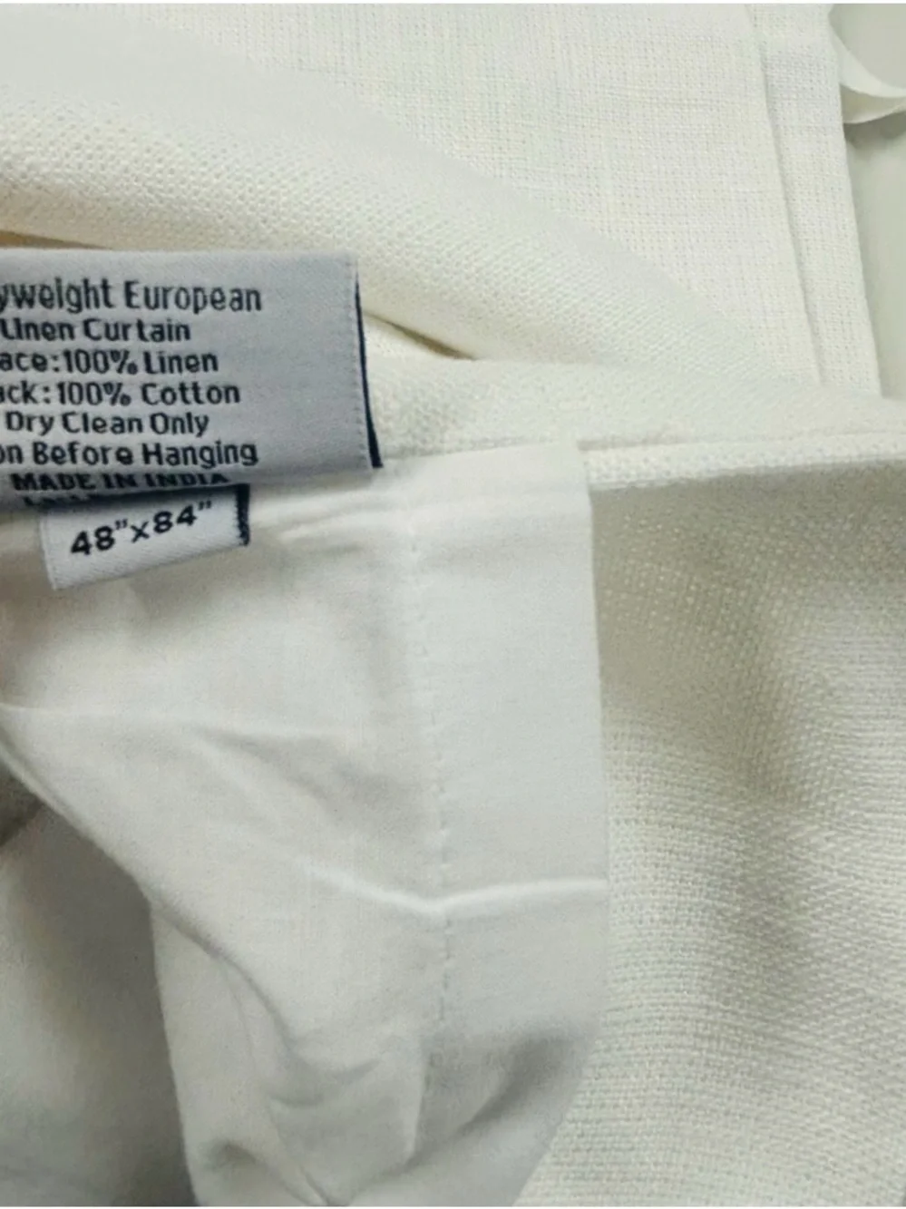 NEW QUINCE Set Of 2 48x84 Heavyweight European Linen Curtains White 7489